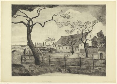 Gård med boskap i Holland Grande ferme Hollandais (originaltitel) av Lodewijk Schelfhout (signed by artist)