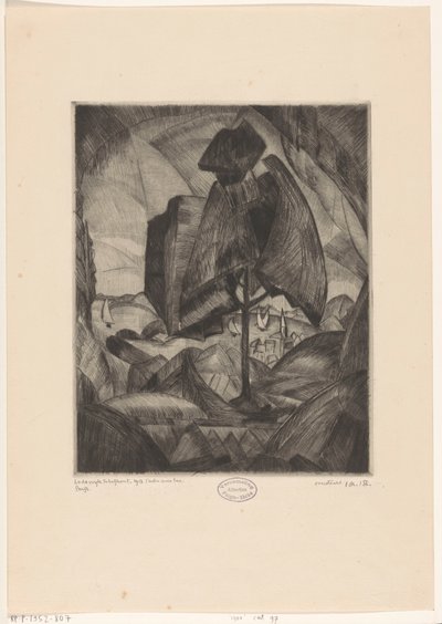 Boom in een heuvellandschap met meer Trädet vid en sjö (originaltitel) Trädet med sjön (titel på objektet) av Lodewijk Schelfhout (signed by artist)