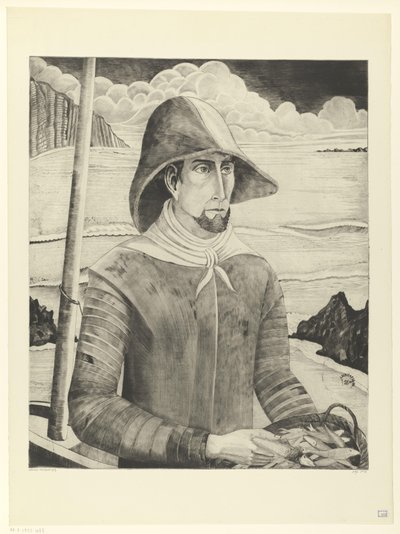 Bretonsk skruv Breton Fisherman II (originaltitel) av Lodewijk Schelfhout (signed by artist)