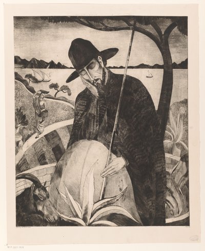 Korsikansk herde Le Berger Corse II (originaltitel) av Lodewijk Schelfhout (signed by artist)