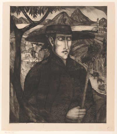 Korsikansk herde Le Berger Corse I (originaltitel) av Lodewijk Schelfhout (signed by artist)