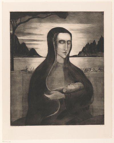 Korsikansk kvinna med barn Femme Corse avec enfant (originaltitel) av Lodewijk Schelfhout (signed by artist)