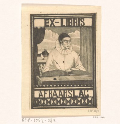 Ex libris av A.F. Baarslag av Lodewijk Schelfhout (signed by artist)
