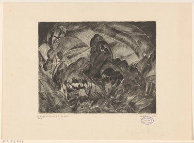 Kuperat landskap med träd Les Arbres (originaltitel på objekt) av Lodewijk Schelfhout (signed by artist)