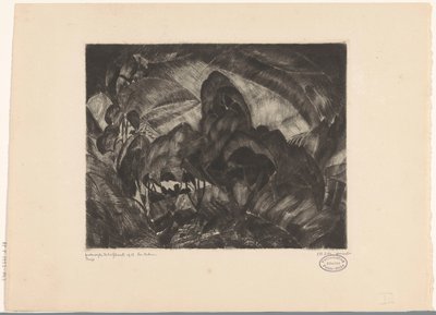 Kuperat landskap med träd Les Arbres (originaltitel på objekt) av Lodewijk Schelfhout (signed by artist)