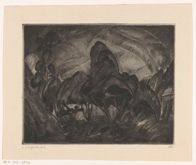 Kuperat landskap med träd Les Arbres (originaltitel på objekt) av Lodewijk Schelfhout (signed by artist)