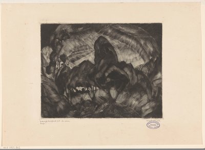 Kuperat landskap med träd Les Arbres (originaltitel på objekt) av Lodewijk Schelfhout (signed by artist)