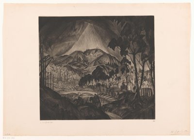 Kuperat landskap med industri Evolution (originaltitel) av Lodewijk Schelfhout (signed by artist)