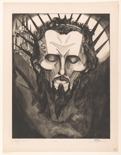 Kristi huvud Tête de Christ I (originaltitel på objektet) av Lodewijk Schelfhout (signed by artist)