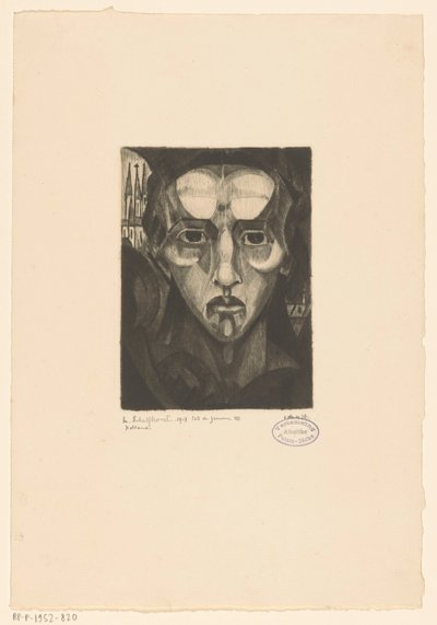 Huvudet av en kvinna Tête de femme III (originaltitel på objektet) av Lodewijk Schelfhout (signed by artist)