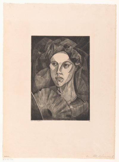 Huvudet av en kvinna Tête de femme I (originaltitel) av Lodewijk Schelfhout (signed by artist)