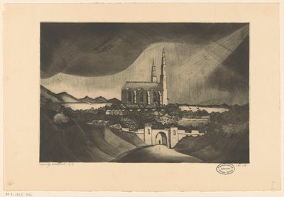 katedral La Cathédrale (originaltitel) av Lodewijk Schelfhout (signed by artist)