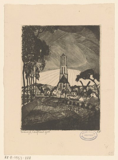 Linden (originaltitel) av Lodewijk Schelfhout (signed by artist)