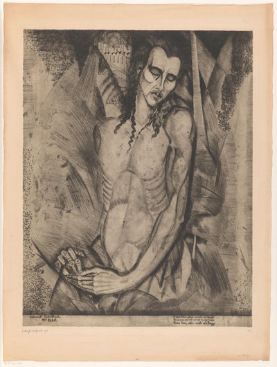 Naken man med slutna ögon Le Martyr (originaltitel) av Lodewijk Schelfhout (signed by artist)
