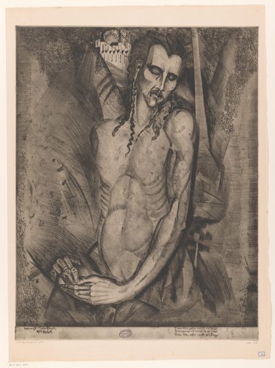 Naken man med slutna ögon Le Martyr (originaltitel) av Lodewijk Schelfhout (signed by artist)