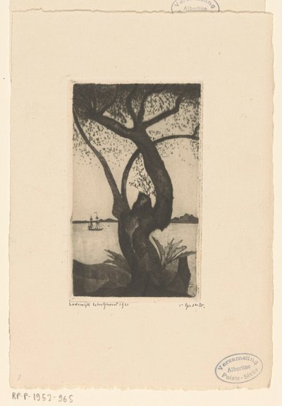 Olivträd på Korsika Olivier, Corse (originaltitel) av Lodewijk Schelfhout (signed by artist)