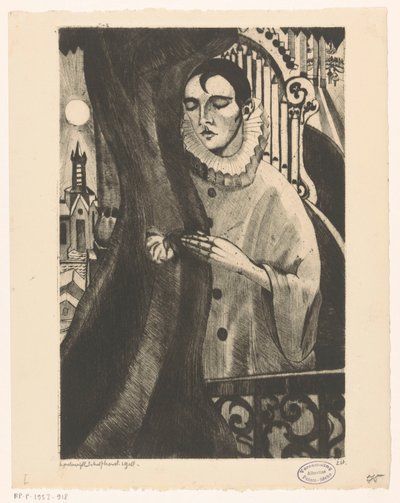 Pierrot II (originaltitel) av Lodewijk Schelfhout (signed by artist)