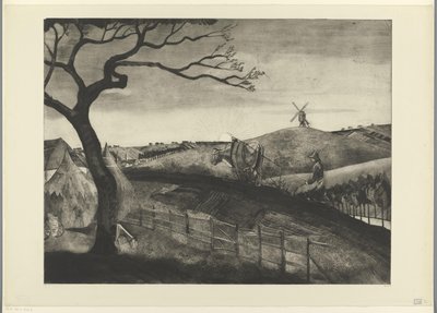 Plöjande bonde med en oxe vid Etikhove Labourer Flamand (originaltitel) av Lodewijk Schelfhout (signed by artist)