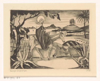 Flyg till Egypten La Fuite och Egypten II (originaltitel) av Lodewijk Schelfhout (signed by artist)