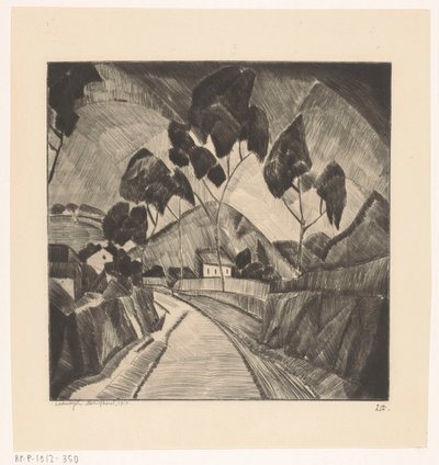 Väg i kuperat landskap Le Chemin (originaltitel) av Lodewijk Schelfhout (signed by artist)