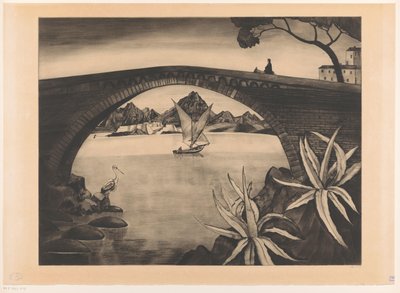Bågbro på Korsika Le Grand Pont Corse (originaltitel) av Lodewijk Schelfhout