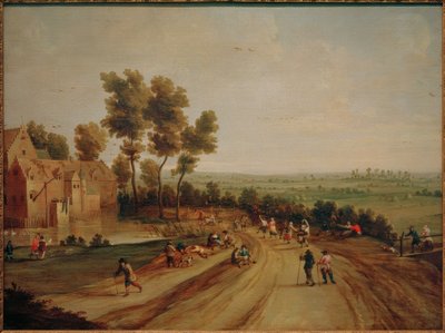 Landskap med dansande och vilande bönder av Lodewijk de Vadder