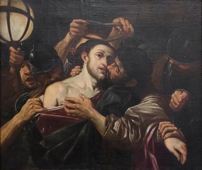 Judas kyss, efter Ludovico Carracci, okänd bolognesisk konstnär (olja på duk) av Lodovico (after) Carracci