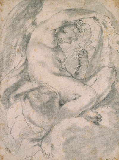En nymf möjligen flora bland moln, 1575-1619 av Lodovico Carracci