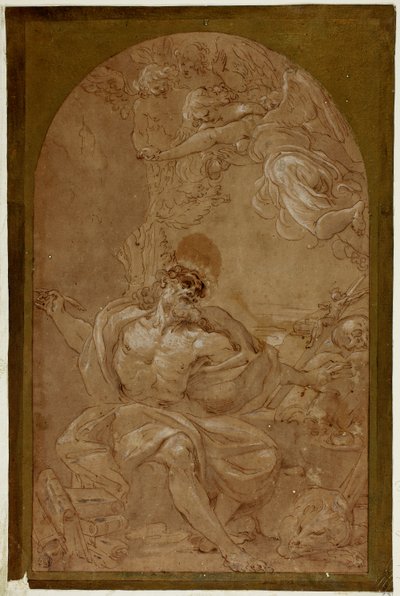 Studera för Saint Jerome av Lodovico Carracci