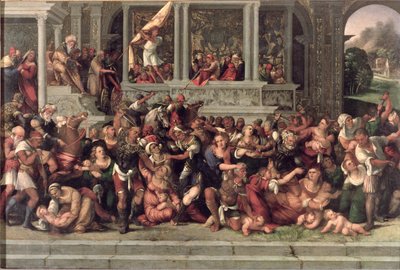 The Massacre of the Innocents (panel) av Lodovico Mazzolino