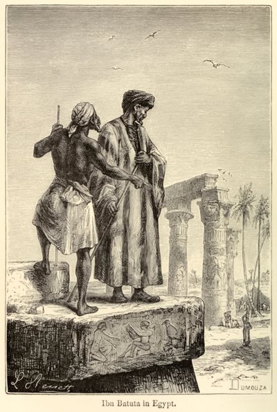 "Ibn Battuta i Egypten" medeltida resenär Muhammad Ibn Battuta på besök i Egypten av Léon (after) Benett