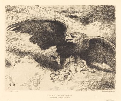 En örn som slår mot en hare av Léon Bonnat
