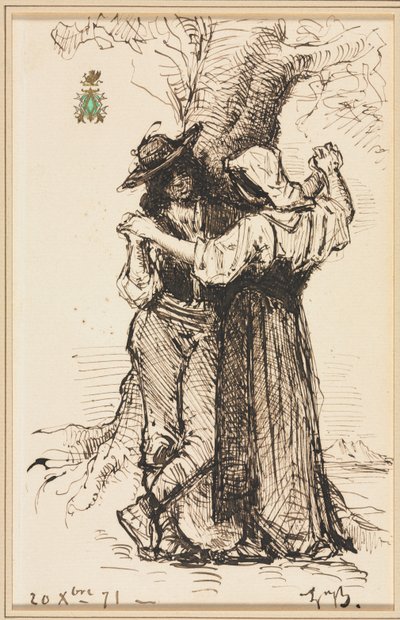 Par som uppvaktar vid ett träd av Léon Bonnat