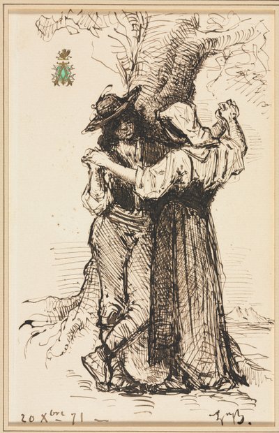 Par som uppvaktar av ett träd, 1871. av Léon Bonnat