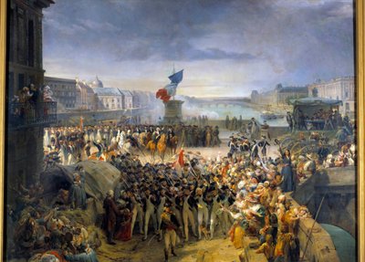 Nationalgardet i Paris, samlat på Pont Neuf, lämnade till armén i september 1792. Målning av Leon Cogniet (1794-1880) av Léon Cogniet