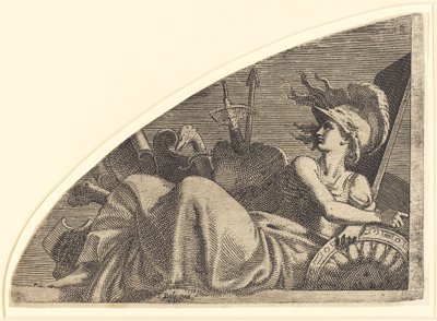 Bellona sitter på sina troféer av Léon Davent after Francesco Primaticcio