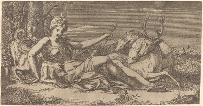 Diana vilar av Léon Davent after Francesco Primaticcio