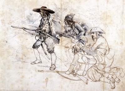Chouan-soldater - teckning av Léonce Pepetit, B.M. de Dinan av Léonce Justin Alexandre Petit