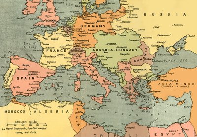 "Centraleuropa och Medelhavet", 1919. av London Geographical Institute