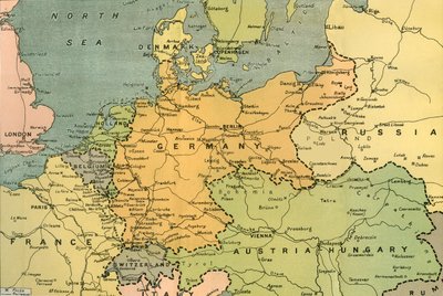 "Karta över Centraleuropa, som visar krigets främsta teater", 1919. av London Geographical Institute