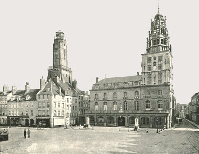 Vakttornet och Hotel De Ville, Calais, Frankrike, 1895. av London Stereoscopic and Photographic Co