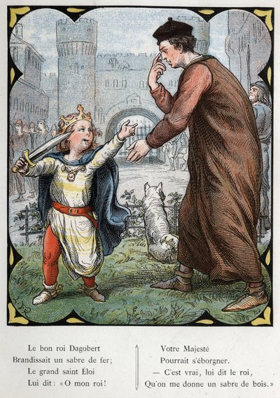 Illustration av Lorenz Frolich (1820-1908) för den populära sången "The Good King Dagobert"". Upplaga J. Hetzel.Omkring 1880. av Lorens Frolich