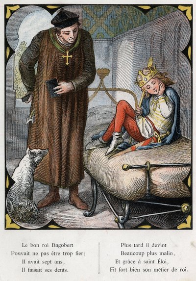 Illustration av Lorenz Frolich (1820-1908) för den populära sången "The Good King Dagobert"". Upplaga J. Hetzel. Runt 1880. (Tandvärk) av Lorens Frolich