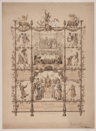 Jubileumstidning om konstnärernas karneval den 3 mars 1854 av Lorenz Frølich