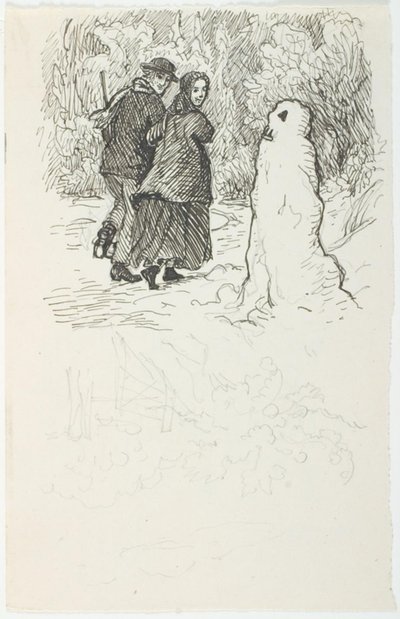 Utkast till illustration för The Snowman av Lorenz Frølich