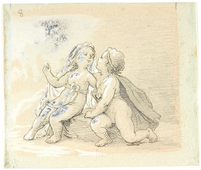 Vinjett med en pojke som friar till en flicka av Lorenz Frølich