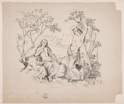 En sittande kvinnlig och en stående manlig figur av Lorenz Frølich