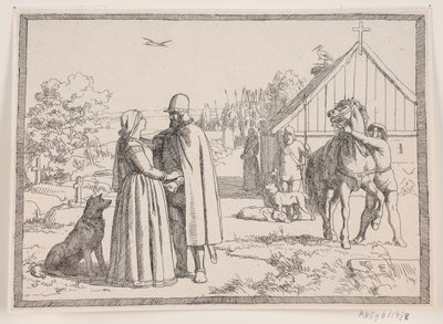Illustration till Adam Oehlenschlägers dikt ”De två kyrktornen” av Lorenz Frølich