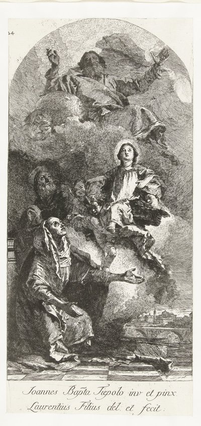 Sts Joachim och Anna med Gud Fadern och Jungfrun Sankta Anna och Joachim med Maria och Gud Fadern av Lorenzo Baldissera Tiepolo
