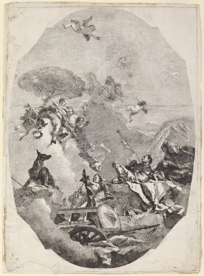 Mars triumf av Lorenzo Baldissera Tiepolo after Giovanni Battista Tiepolo